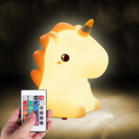 One Fire Unicorn Led Night Light, Color Changing Silicone Night Light for Kids with Remote