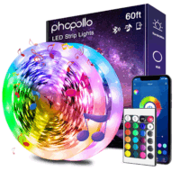 Phopollo Bluetooth 60ft Led Lights for Bedroom, Color Changing LED Strip Lights with App Control for Home Kitchen Bar Party