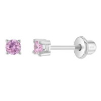 In Season Jewelry 925 Sterling Silver Baby Earrings Screw Back Girls Children's CZ 2mm