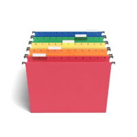 TRU RED™ Reinforced Hanging File Folders, 5-Tab, Letter Size, Blue/Green/Red/Orange/Yellow, 25/Box (TR18654)