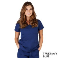 M&M SCRUBS -Super Soft Medical Scrub Top Premium Womans Junior Fit 3 Pocket Mock Wrap Top
