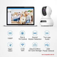 Indoor Camera,1080P Pan/Tilt Baby Monitor with Camera and Audio,Pet Camera with Sound/Motion Detection,Two-Way Audio,Night Vision,Cloud and Local Storage,WiFi Camera