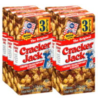 NS (6 Total Boxes) Cracker Jack Original 3-Pack, Caramel Popcorn with Peanuts 1oz. Boxes Whole Grain Fluffy & Crunchy with Sweet Coating Kernel Corn Midnight Movie Nights Party Snack Set of 2