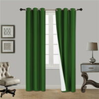 1 SET SSS GREEN Blackout Room Darkening Window Curtain Treatment Set, Two (2) Printed Grommet Panels 37'W X 63'L Each