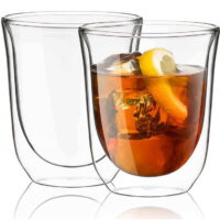 JoyJolt Levitea Double Wall Drinking Glasses 8 oz. Everyday Glass Tumbler Set - Set of 2