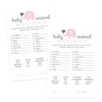 Pink Elephant Animal Matching Game for Girls Baby Shower 25 Pack Guessing Activity for Kids Groups Adults Gender Reveal Royal Jungle - Paper Clever Party