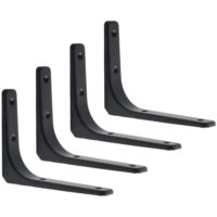 4 PCS Iron Wall Shelf Bracket, 6 x 5 Inch Heavy Duty Shelf Support Bracket Decorative Joint Angle Bracket, Black
