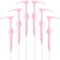 Pink Coffee Syrup Pump for 750 ml Bottles (Pack of 6) Fits Jordans Skinny, Torani, DaVinci, Upouria and (Monin 1 Liter Plastic Bottles Only)