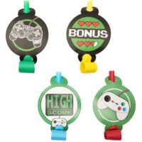 48 Packs Musical Blow Outs, Video Game Theme Blowers Noisemakers Noise Makers Horns Whistles Party Favors for Kids Birthday Parties Graduations Wedding Bridal and Baby Showers