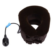 Inflatable Cervical Neck Support, 3 Layer Foldable Portable Neck Traction Devices, Light Weight For Man Woman Older Coffee