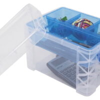 Advantus Super Stacker Divided Storage Box, 10-1/5 x 7-1/2 x 6-1/2 Inches, Clear