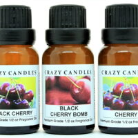 Crazy Candles 3 Bottles Set, 1 Black Cherry, 1 Black Cherry Bomb, 1 Cherry 1/2 fl oz Each (15ml) Premium Grade Scented Fragrance Oils Made in USA