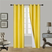 1 SET SSS YELLOW Blackout Room Darkening Window Curtain Treatment Set, Two (2) Printed Grommet Panels 37'W X 84'L Each