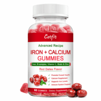 Catfit Iron Calcium Gummies, with Vitamin C, A, Vitamins B. Blended Vitamin & Mineral Supplements for Women, Kids & Adults, Supports Energy - 60 Gummies