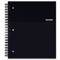 hamelin 1 Subject Spiral Notebook College Ruled 8.5'x11' Hardcover MIDNIGHT Black
