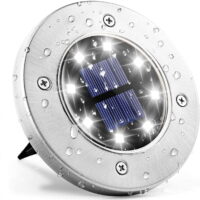 UGTPD Solar Ground Lights, 8-LED Outdoor Solar Disk Lights, Waterproof In-Ground Lights, Landscape Lights for Pathway, Yard, Deck, Patio, Walkway, 1 Packs