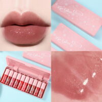 Balems 10 Pcs/set Classic Red Lip Stain - Moisturizing Liquid Lip Gloss Shiny Lip Glaze Vibrant Lipstick Silky Bright Red Lip Stain with Pink Plastic Box