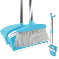 FGY Broom and Dustpan Set with Removable Handle for Indoor and Pet (Blue)