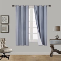 (SSS) 2-PC Slate Blue Solid Blackout Room Darkening Panel Curtain Set, Two (2) Window Treatments of 37' Wide x 63' Length Each Panel