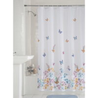 Multicolor Fabric Shower Curtain, 70' x 72', Mainstays Butterfly, Semi-sheer