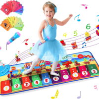 Baby Kids Piano Mat, Ucradle Music Dance Mat with Microphones, Play Mat Musical Toys Gift for Baby Boys Girls Kids Toddlers 1 2 3 4 5 Years
