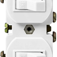 Enerlites Duplex Double Toggle Light Switch, Single Pole, Side Wiring, Copper Wire Only, Grounding Screw, Residential Grade, 15A 120V, UL Listed, 82150-W, White