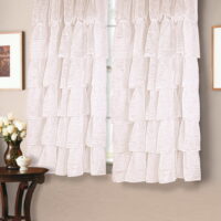 Golden Linens One Piece Crushed Voile Sheer Shabby Chic Gypsy Ruffle Window Curtain Panel (60' X 63', Ivory)