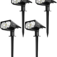 Litom 12 LED Solar Lights Upgraded, IP67 Waterproof Solar Landscape Lights Outdoor with 2 Lighting Modes, 2-in-1 Adjustable Solar Landscape Spotlight ,Pack of 2