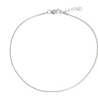 18kt White Gold-Plated Sterling Silver 8-Sided Snake 020 Chain Anklet