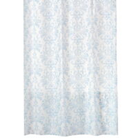 mDesign Decorative Damask Print - Easy Care Fabric Shower Curtain with Reinforced Buttonholes, for Bathroom Showers, Stalls, and Bathtubs, Machine Washable - 72' x 72' - Light Blue