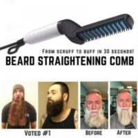 Beard Straightener Electric Hot Comb for Men, Beard Straightening Comb, Mens Hair Beard Iron Straightener, Quick Styling Bread Brush for Curly Hair Beard, Dual Voltage 110-240V Great for Travel