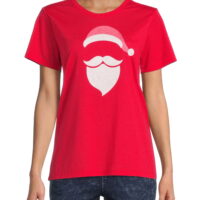 Holiday Time Womens's Christmas Santa Stamp Graphic Tee
