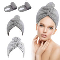 School Year Savings! SuoKom Organic Bamboo Fiber Towel Quick-Drying Turban Hair Dryer Cap With Buttons