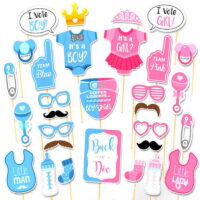 alextreme 30Pcs/Set Baby Shower Gender Reveal Party Supplies Boy/Girl Photo Booth Props