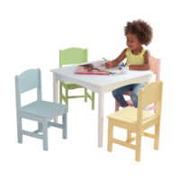 KidKraft Nantucket Children's Wooden Table & 4 Chair Set, Pastel Colors