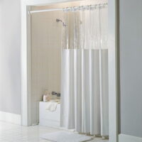 See Through Top Clear/White Vinyl Bath Shower Curtain 72' x 72'