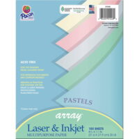 Pastel Multi-Purpose Paper, 5 Assorted Colors, 20 lb., 8-1/2' x 11', 100 Sheets