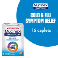 Mucinex Fast-Max Maximum Strength Cold & Flu All In One, Multi-Symptom Relief, Pain Reliever, Fever Reducer, Cough Suppressant, Expectorant, Nasal Decongestant, 16 Liquid Gels