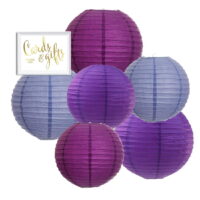 Andaz Press Hanging Paper Lantern Party Decor Trio Kit with Free Party Sign, Lavender, Plum Purple, Royal Purple, 6-Pack