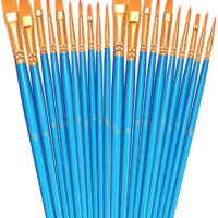 Paint Brushes Set, 2 Pack 20 Pcs Round Pointed Tip Paintbrushes Nylon Hair Artist Acrylic Paint Brushes for Acrylic Oil Watercolor, Face Nail Art, Miniature Detailing and Rock Painting, Blue