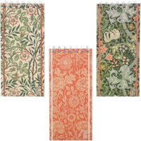 3-Pack Long Spiral Notepads, Hard Cover Note Pads, William Morris Inspired, 8.4 x 3.75