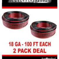 18 Gauge 200' Red Black Speaker Wire Zip Cable 2 Rolls, 100' Each Copper Clad