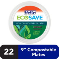 Hefty ECOSAVE Compostable Paper Plates, 8- Inch, 22 Count