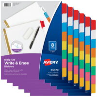 Avery 8-Tab Binder Dividers, Write & Erase Dividers, 8 Multicolor Big Tabs, 6 Sets (73079)