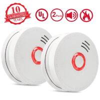 Smoke Detector,2 Packs Photoelectric Smoke Alarm Fire Alarm with Light Sound Warning Fire Safety for Home Hotel School Passed UL Certification