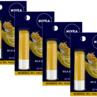 4 Pack NIVEA A Kiss of Milk & Honey Natural Defense Soothing Lip Care 0.17oz Eac
