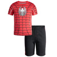 Marvel Avengers Spiderman Toddler Boys' Athletic T-Shirt & Mesh Shorts Set, Red (3T)