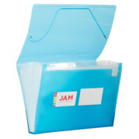JAM 13 Pocket Expanding File, Blue, 1 Per Pack, Letter Size, 9' x 13'
