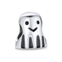 Spooky Halloween Ghost Bead Charm .925 Sterling Silver