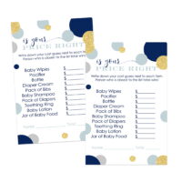 Navy and Gold Boys Baby Shower Guess the Price Game 25 Pack Guessing Activity Cards - Twinkle Little Star Royal Prince Reveal - Printed 4x6 Size Set - Paper Clever Party